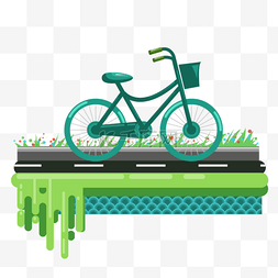 自行车手绘图片_扁平风格世界无车日元素