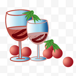 两个红酒酒杯插画