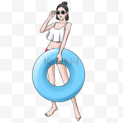 蓝色的大海图片_夏季海边度假的泳装美女