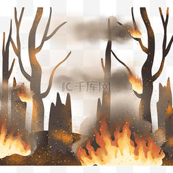 手绘彩色森林图片_创意手绘森林火元素