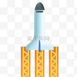 科技白色简洁图片_白色火箭图标免抠PNG素材