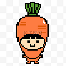 蔬菜海报装饰图片_橙色胡萝卜宝宝像素风