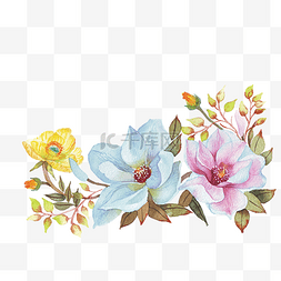 植物花朵蓝色图片_春季植物水彩花