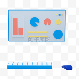 C4D蓝色商务科通数据分析模型