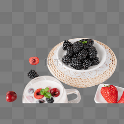 草莓啵啵酸奶图片_黑莓车厘子草莓酸奶水果