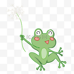 青蛙钓鱼卡通插画
