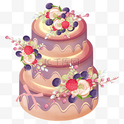 婚礼蛋糕元素图片_浪漫鲜花水果婚礼蛋糕