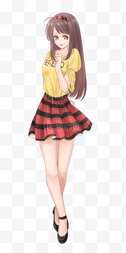 日系漫画图片_美女黄色衣服日系漫画