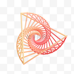 扭曲线条立体图片_橙色抽象螺旋线条3d元素