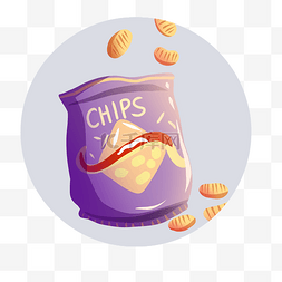 电商食品图标图片_紫色薯片图标免抠图