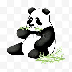 熊猫吃竹子图片_中国风水墨大胖熊猫