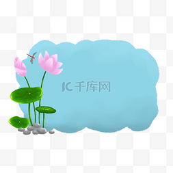 蓝色手绘花框图片_边框纹理四季风景边框