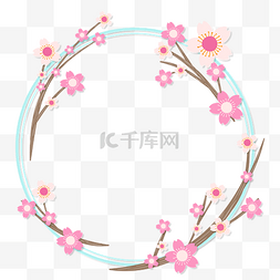 樱花圆形边框图片_粉色圆形樱花边框