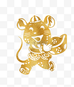 中国风金色纹样图片_鼠年烫金老鼠形象