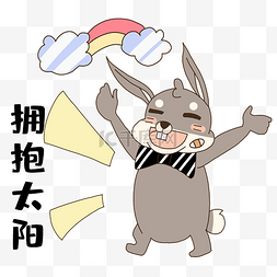兔兔拥抱太阳表情包