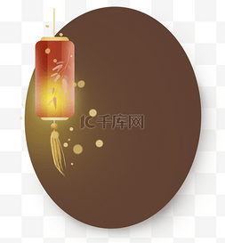 春节文字标签图片_古风灯笼椭圆形标签纸