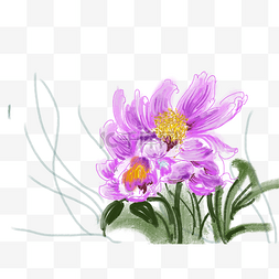 水墨紫色花朵图片_紫色花朵水墨画