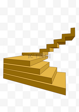 实木楼梯图片_黄色的木质楼梯插画