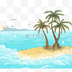 合成小岛图片_清新小岛岛屿海洋椰子树树木