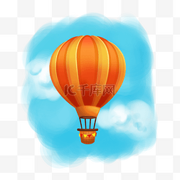 插画热气球图片_黄色的热气球