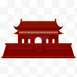 建筑剪纸风图片_红色剪纸风天安门建筑