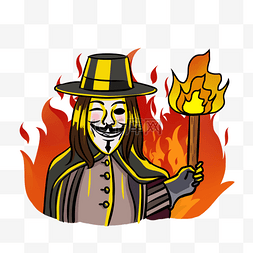 套牢图片_guy fawkes day男人拿着火把