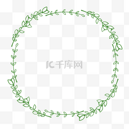 圆形绿色树叶边框图片_绿色小清新花草植物边框