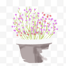 手绘卡通彩色花朵盆栽免扣元素