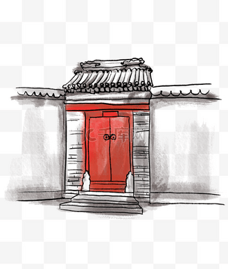 元素北京手绘老北京胡同个人vip和企业vip免费下载免抠元素老北京传统