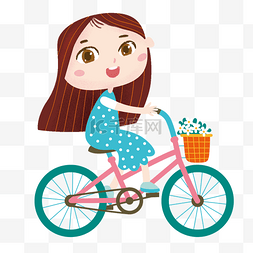 自行车彩色图片_彩色骑自行车的女孩元素
