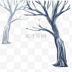 冬季植物树干插画