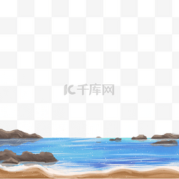 蓝色沙滩大海图片_蓝色的海洋和石头免抠图