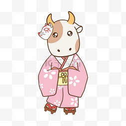 和服传统动物可爱卡通粉色日本新