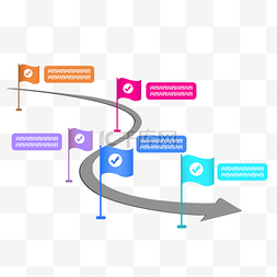 流程图箭头图片_彩色旗帜流程图