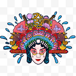 京剧人物美女图片_中国风卡通京剧人物