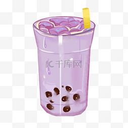 珍珠奶茶饮品图片_紫色珍珠奶茶