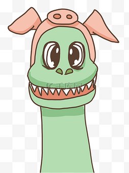 可爱卡通猪头图片_头戴猪猪帽的可爱恐龙