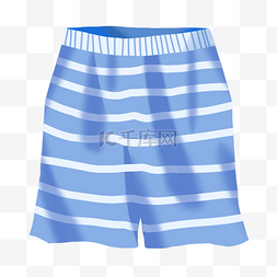 夏日蓝白条男士手绘泳裤