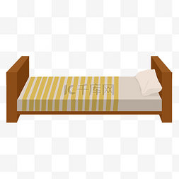 单人床被褥家具插画