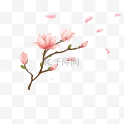 创意水彩手绘粉红色的桃花