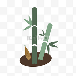 扁平插画简单绿色竹子
