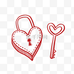 红色爱心免抠素材图片_爱心锁和钥匙PNG免抠素材