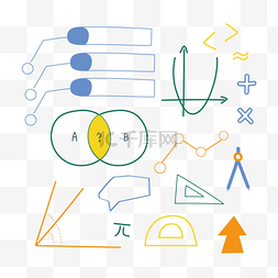 简单线条数学图表信息符号合集素