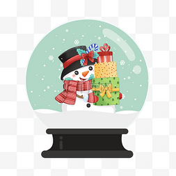 度雪人图片_雪人礼物圣诞水晶球元素
