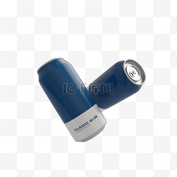 易拉罐饮料图片_年度蓝色易拉罐3d元素