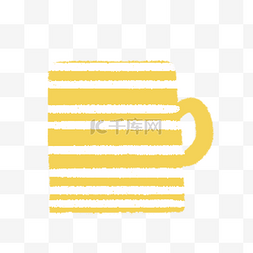 咖啡杯黄色图片_手绘卡通黄色条纹杯子免扣元素