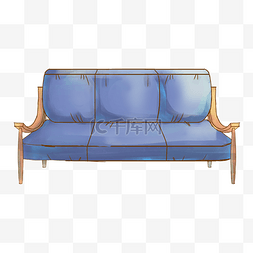 蓝色的沙发装饰插画
