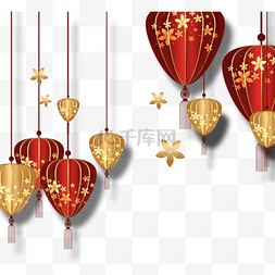 红色鼠年图片_新年快乐红金灯笼