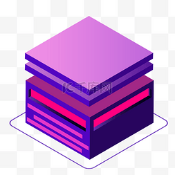 长方体展台图片_炫光紫色几何方形展示台免抠图