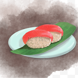 手绘日本料理图片_水彩风仿真手绘寿司